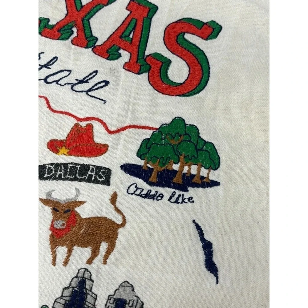 Texas State‎ Map Pillow Cover Embroidered Alamo Pecos River Boot Western